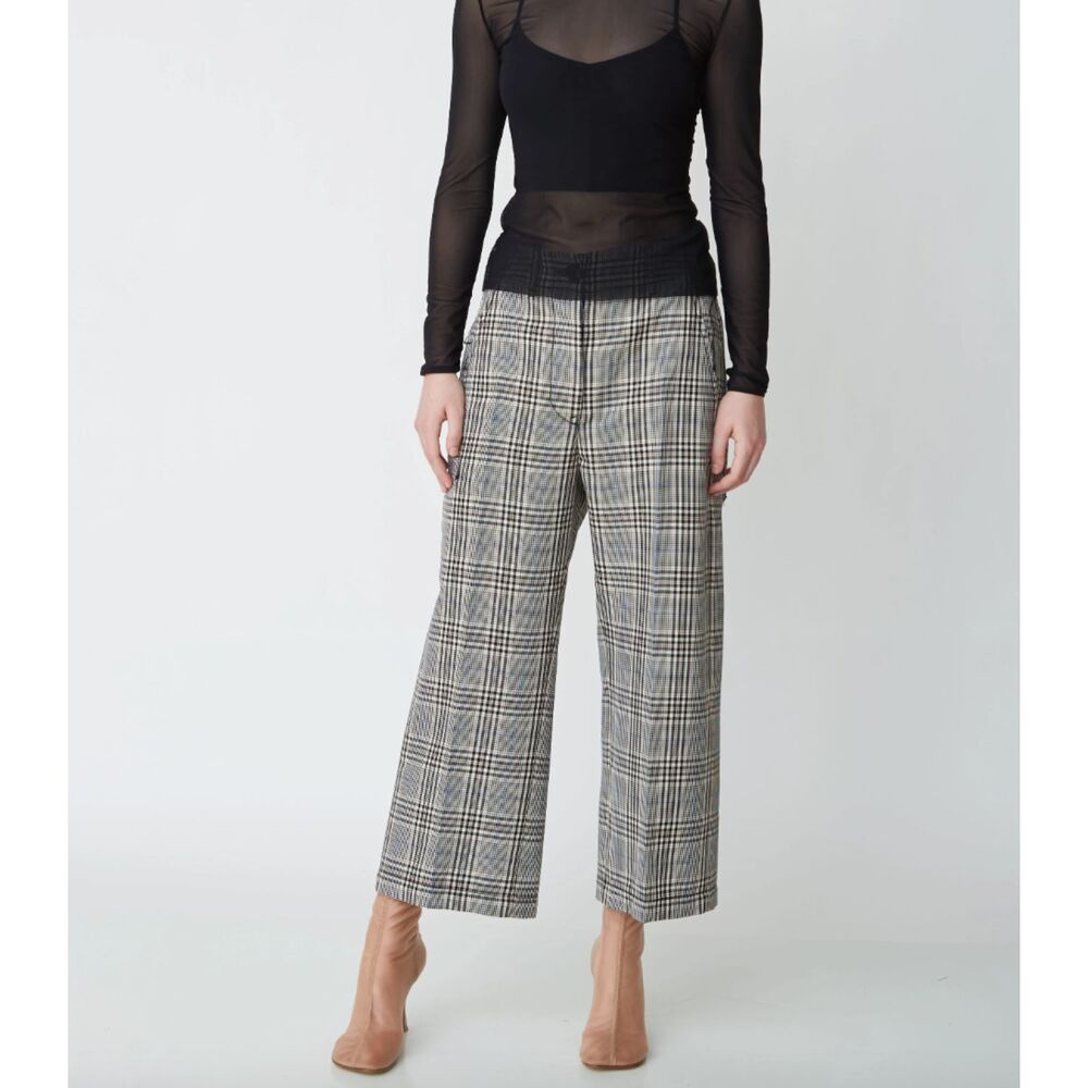 MM6 MAISON MARGIELA Plaid Wide Leg Cropped Wool Trouser NWT Sz46 (US10)